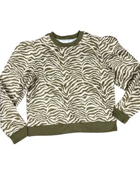 Tuckernuck Sport Campbell Quilted Puff Sleeve Preppy Zebra Print Sweatshirt S